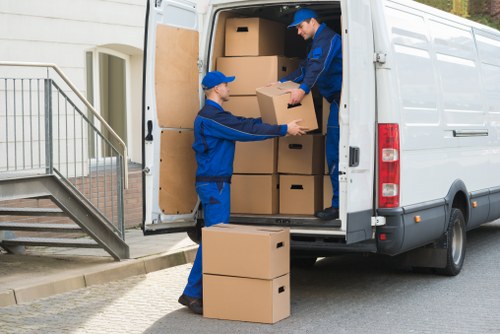 Furniture and boxes being moved with a van in Selsdon