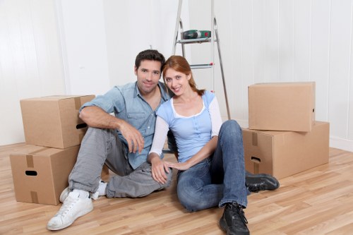 Moving crew navigating access and parking challenges in a Selsdon property