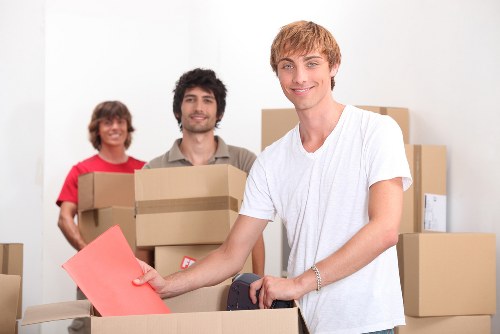 Packed boxes and household items prepared for man and van removals